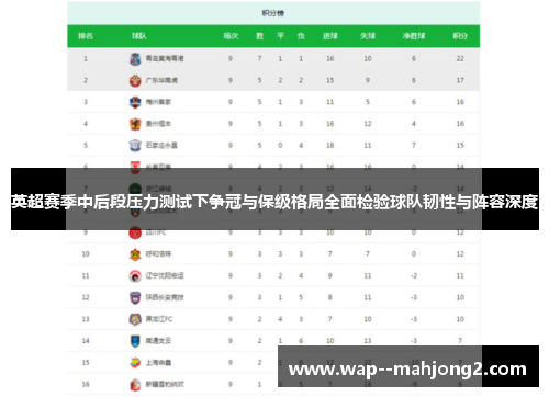 英超赛季中后段压力测试下争冠与保级格局全面检验球队韧性与阵容深度 英超赛季中后段压力测试下争冠与保级格局全面检验球队韧性与阵容深度